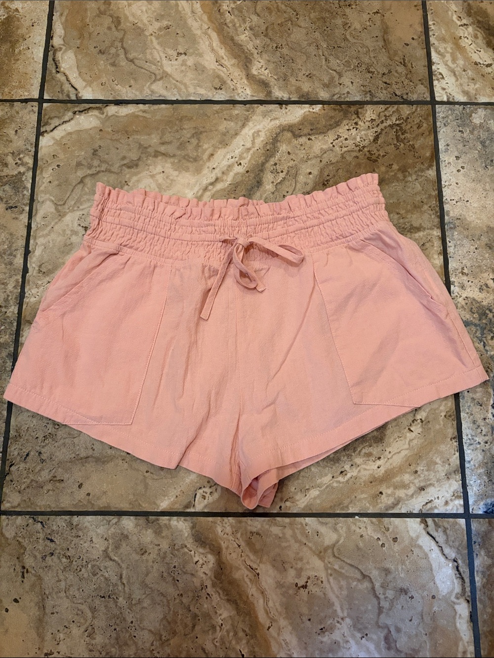 Light pink linen shorts
